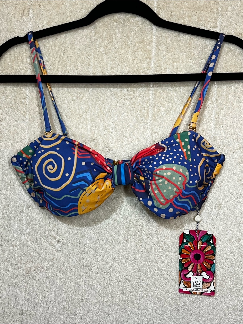 NWT Farm Rio x Anthropologie Arara Azul Parrot Balconette Bikini Top M